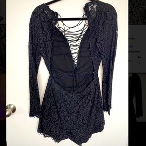 🖤 ShopHOPE’s Black Lace, Lace Up Romper 🖤